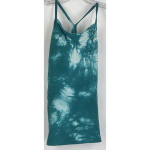 Athleta‎ Tank Top Womens Shelf Spaghetti Y Strap Racerback Green Tie Dye Ruched
